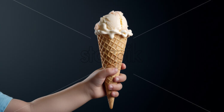 A child's hand holds an ice cream cone - Starpik Stock