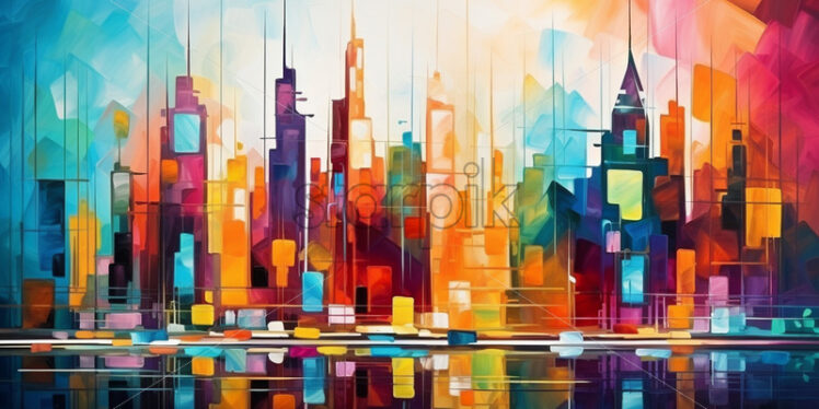 A city, abstract painting - Starpik Stock