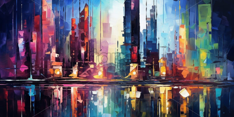 A city, abstract painting - Starpik Stock