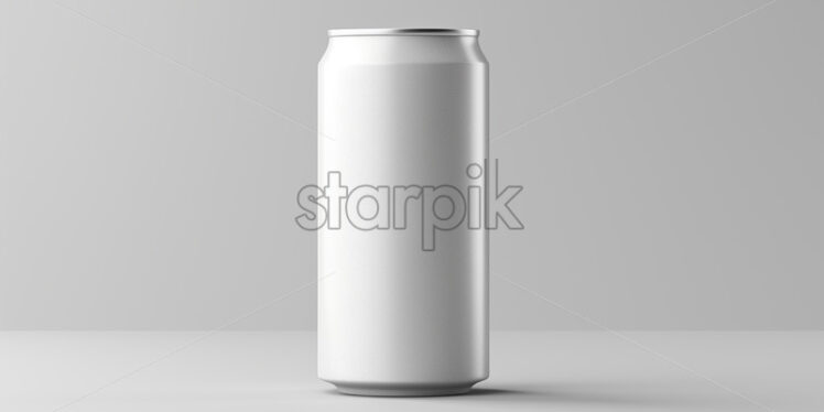 A clean aluminum can on a gray background - Starpik Stock