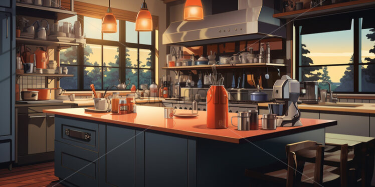 A clean kitchen in cartoon style - Starpik Stock