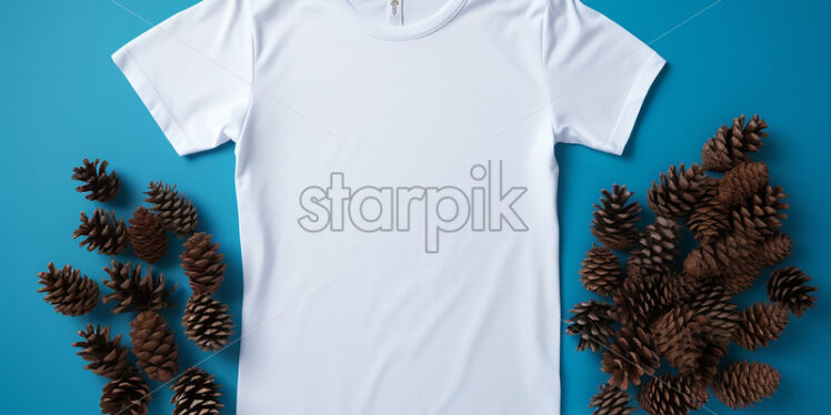 A clean white t-shirt for text on a blue background - Starpik Stock