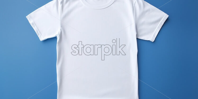 A clean white t-shirt for text on a blue background - Starpik Stock