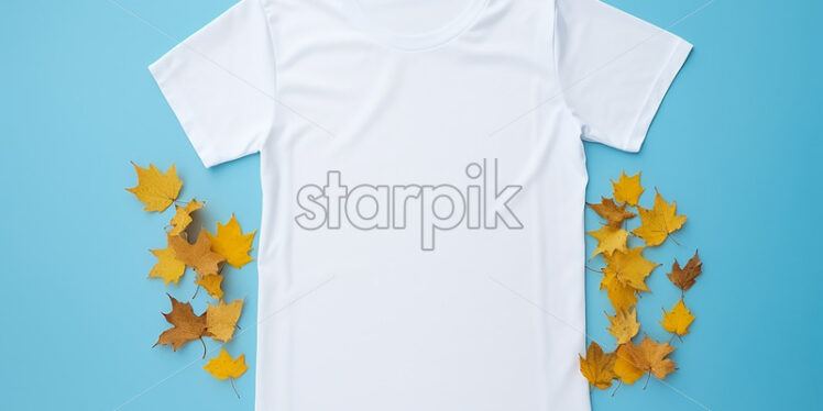 A clean white t-shirt for text on a blue background - Starpik Stock