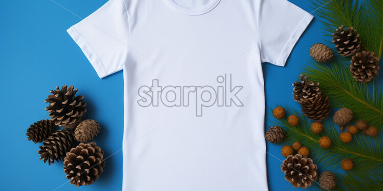 A clean white t-shirt for text on a blue background - Starpik Stock