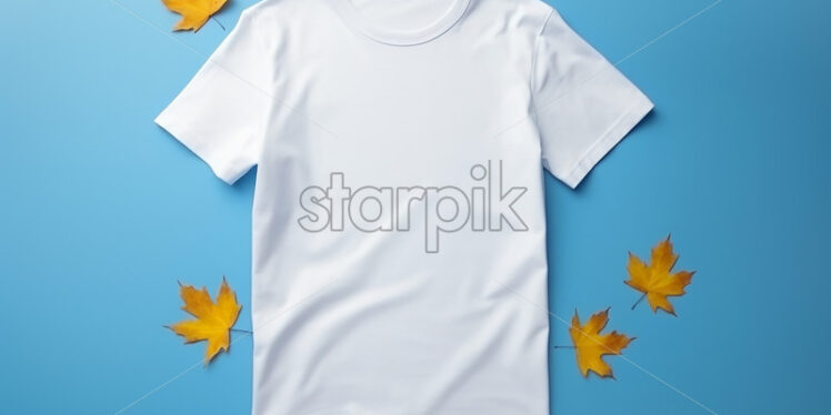 A clean white t-shirt for text on a blue background - Starpik Stock