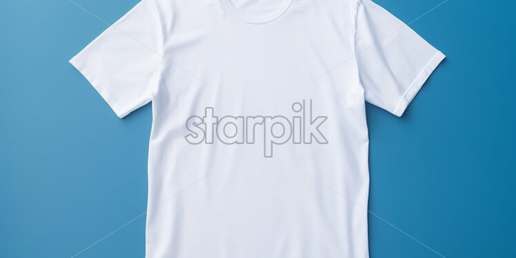 A clean white t-shirt for text on a blue background - Starpik Stock