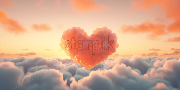 A cloud in the shape of a heart at sunset - Starpik Stock