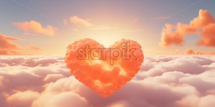 A cloud in the shape of a heart at sunset - Starpik Stock