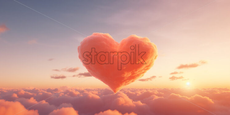 A cloud in the shape of a heart at sunset - Starpik Stock