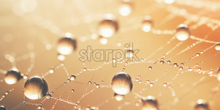 A cobweb with dew on it - Starpik Stock