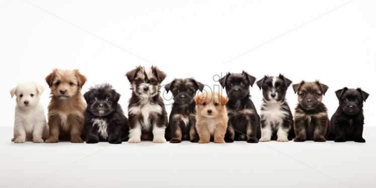 A collage of puppies of different colors - Starpik Stock