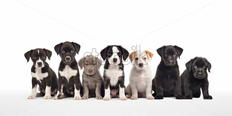 A collage of puppies of different colors - Starpik Stock