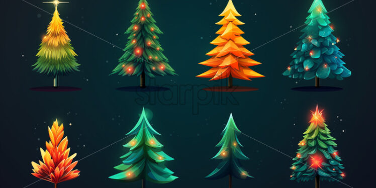 A collection of Christmas trees, digital art - Starpik Stock