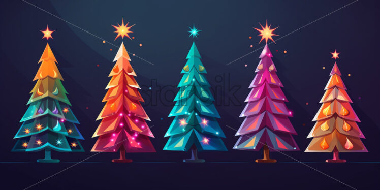 A collection of Christmas trees, digital art - Starpik Stock