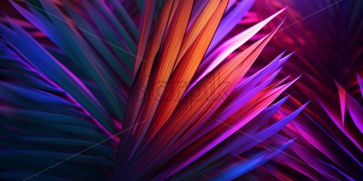 A colorful background of palm leaves - Starpik Stock