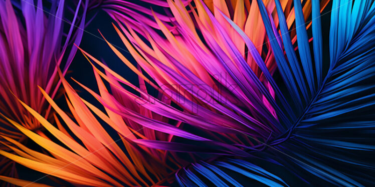 A colorful background of palm leaves - Starpik Stock