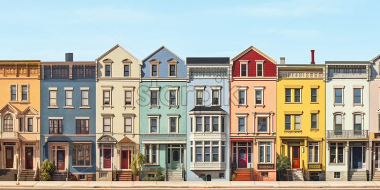 A colorful row of houses - Starpik Stock