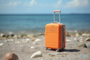 A colorful suitcase on the beach - Starpik Stock
