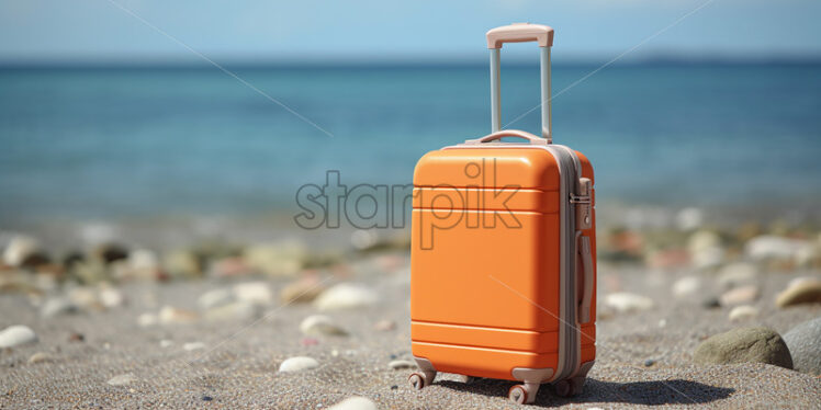 A colorful suitcase on the beach - Starpik Stock