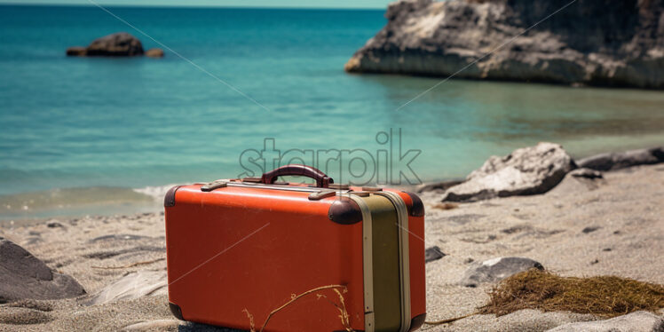 A colorful suitcase on the beach - Starpik Stock