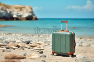 A colorful suitcase on the beach - Starpik Stock