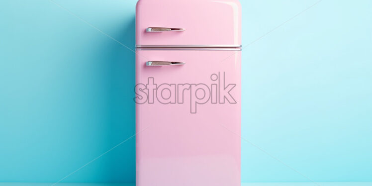 A colorful vintage refrigerator on a pastel background - Starpik Stock