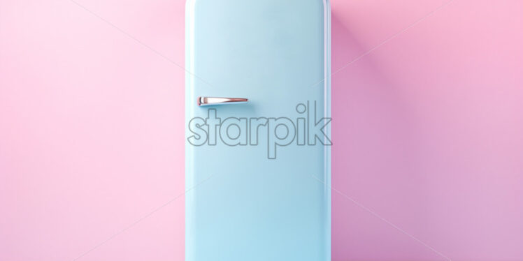 A colorful vintage refrigerator on a pastel background - Starpik Stock