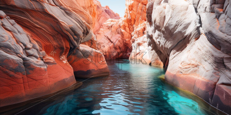 A colourful canyon with a pool - Starpik Stock