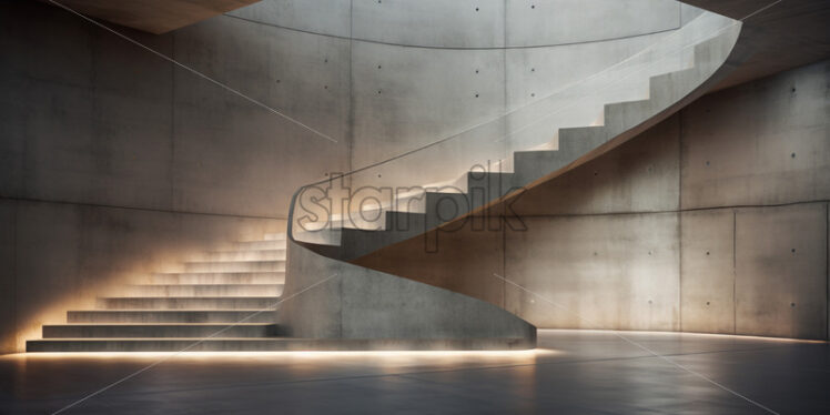 A concrete staircase in a modern apartment - Starpik Stock