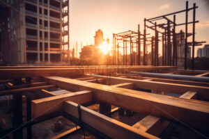 A construction site at sunset - Starpik Stock