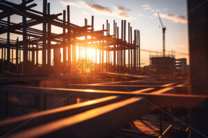 A construction site at sunset - Starpik Stock