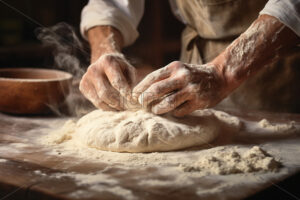 A cook mixes the dough - Starpik Stock