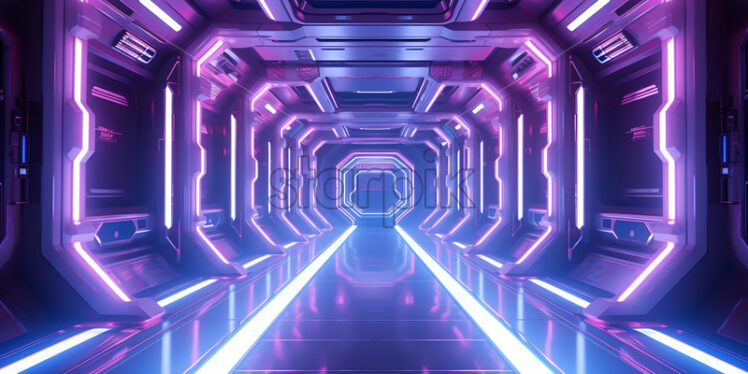 A corridor in a futuristic spaceship - Starpik Stock