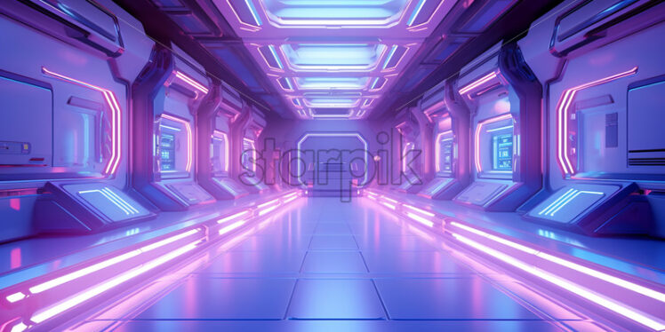 A corridor in a futuristic spaceship - Starpik Stock