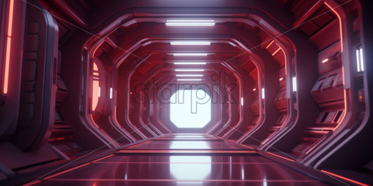 A corridor in a futuristic spaceship - Starpik Stock