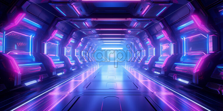 A corridor in a futuristic spaceship - Starpik Stock