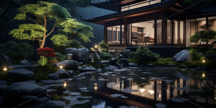 A courtyard in Zen style - Starpik Stock