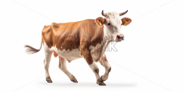 A cow running on a white background - Starpik Stock