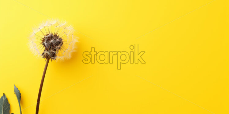 A dandelion on a yellow background - Starpik Stock