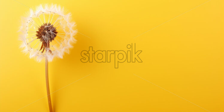 A dandelion on a yellow background - Starpik Stock