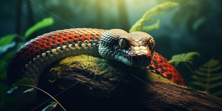 A dangerous snake in a tropical forest - Starpik Stock