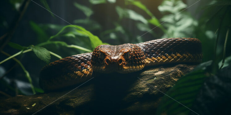 A dangerous snake in a tropical forest - Starpik Stock