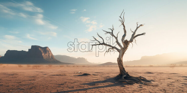 A dead tree in the desert - Starpik Stock