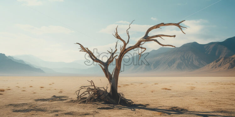 A dead tree in the desert - Starpik Stock