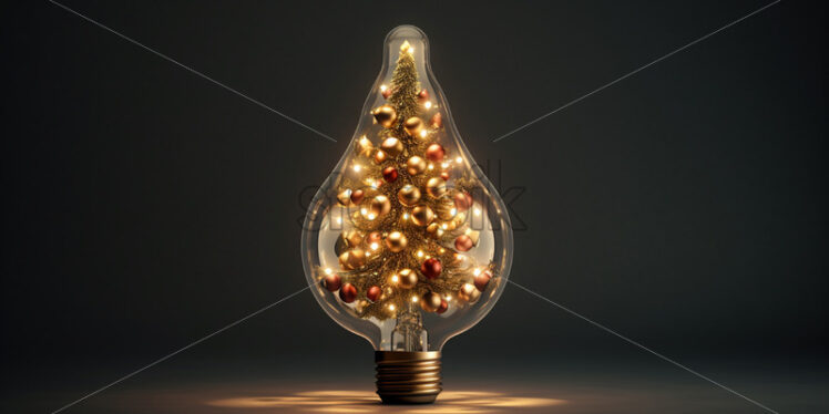 A decorated Christmas tree, from a light bulb - Starpik Stock