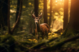 A deer walking through the woods - Starpik Stock