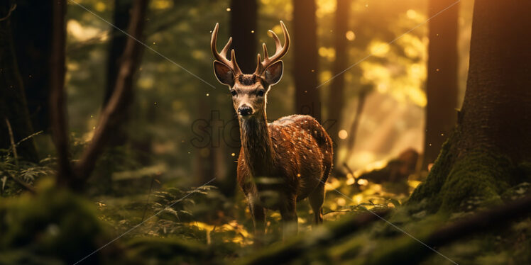 A deer walking through the woods - Starpik Stock