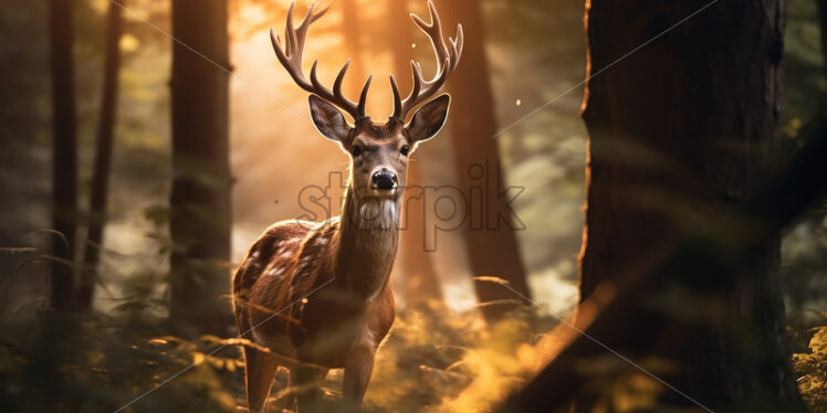 A deer walking through the woods - Starpik Stock