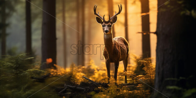 A deer walking through the woods - Starpik Stock